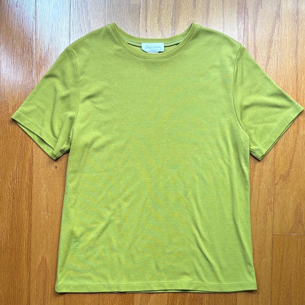 Studio Works Short‑Sleeve Crewneck T‑Shirt in Lime Green